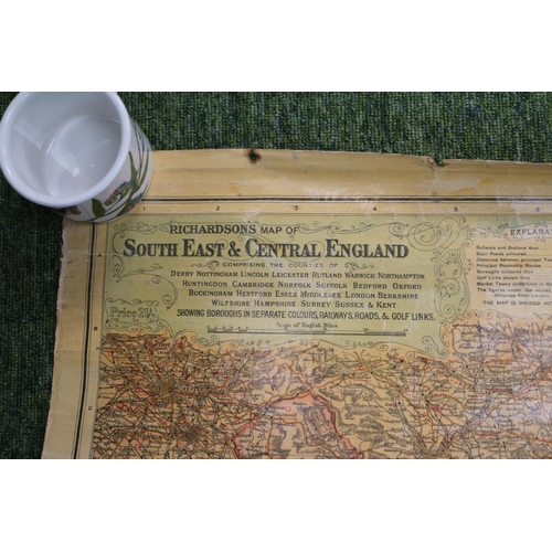 130A - Richardson's Map of South East & Central England Gazetteer on canvas