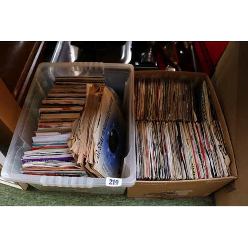 219 - 2 Boxes of assorted Vinyl Singles to include Phil Collins, Stevie Wonder etc