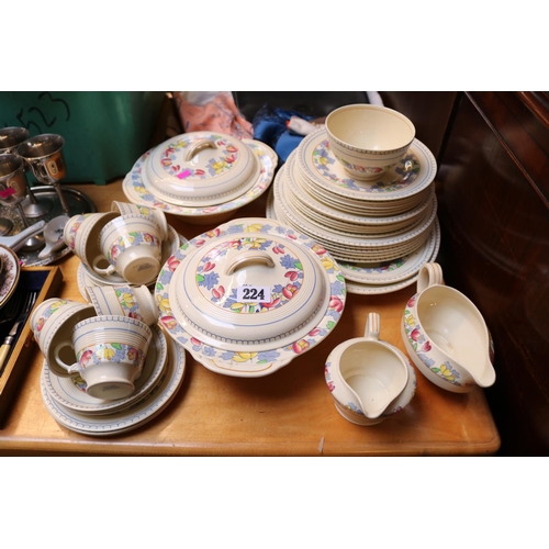 224 - Extensive Chelwood Wood & Sons of Burslem dinner service