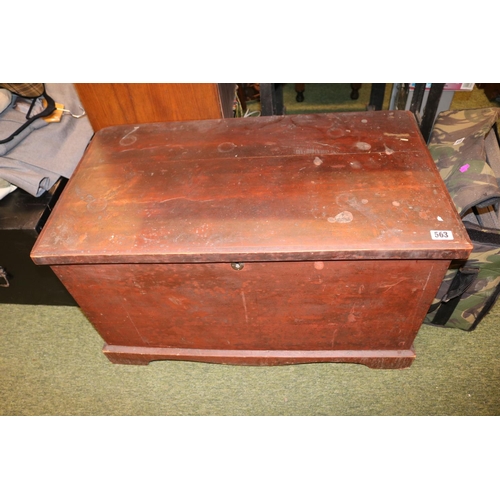 563 - Victorian Pine Blanket box with metal drop handles