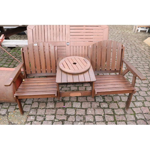 582 - Garden 2 Seater bench with integral table