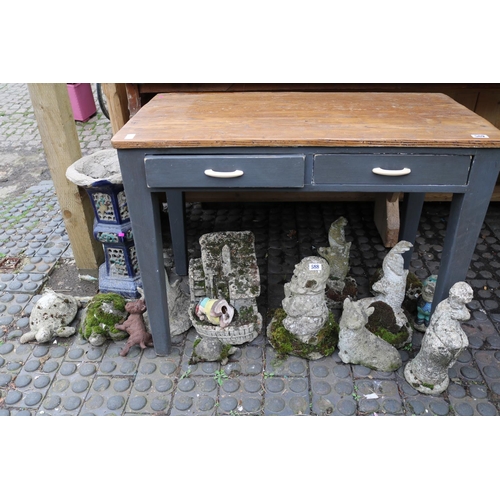 588 - Collection of assorted Concrete garden figures and a Cast iron Scottie dog figure