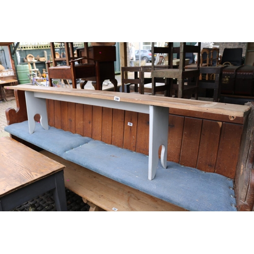 590 - Long Pine Stained top Bench with painted base