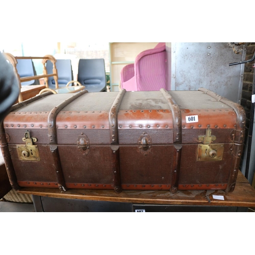 601 - Vintage Steam Liner Trunk with wooden and metal studded fittings