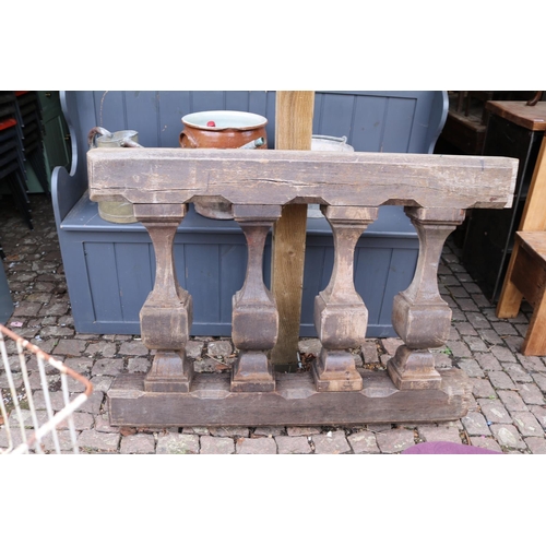 606 - Antique Heavy Elm Carved Balustrade