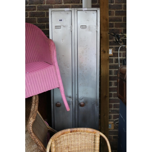 610 - Pair of Stripped Metal narrow Industrialist Cabinets