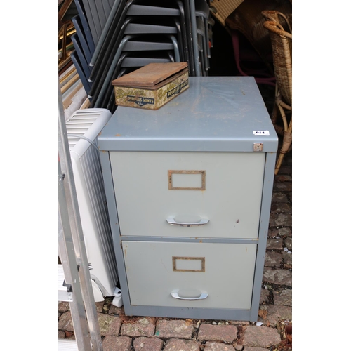 614 - Vintage 2 Drawer Metal Filing cabinet