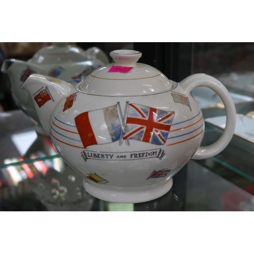 87 - Liberty & Freedom Teapot 'War Against Hitlerism' Made for Dyson & Horsfall of Preston dated 1939 by ... 