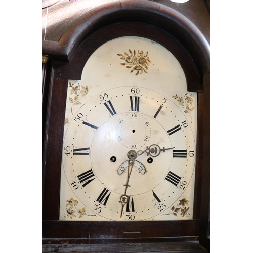 137 - 19thC Longcase clock with roman numeral dial and Swan Neck pediment