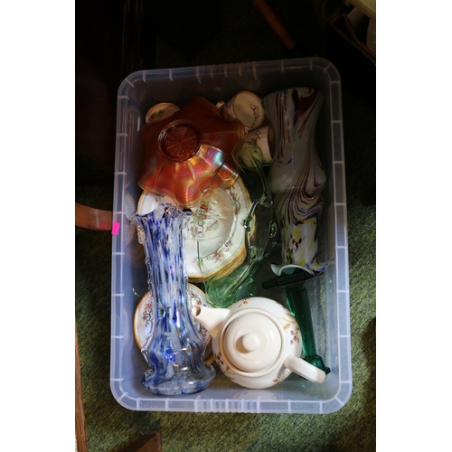 161 - 3 Boxes of assorted Ceramics and glassware inc. to include Carnival glass