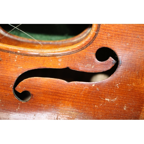 266 - Antique Violin in case stamped Stainer with 2 Bows