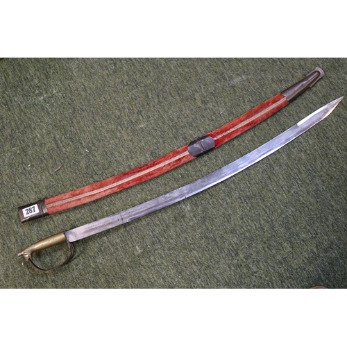 287 - Curved Indian Sword with scabbard and pierced guard