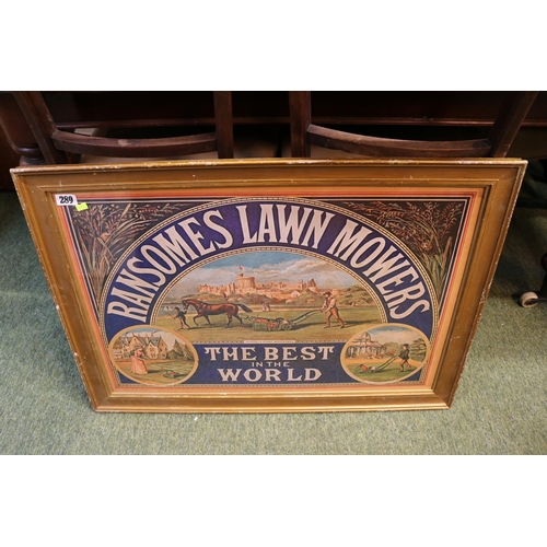 289 - Vintage Framed Ransomes Lawn Mowers The Best Best in World