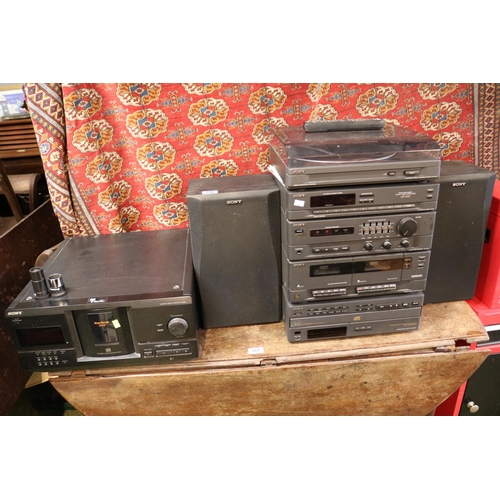 291 - Sony Stereo System with speakers and a Sony Compact Disc Player CDP-C235