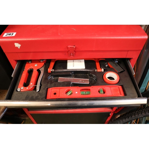 293 - Red Tool Chest on wheels with assorted contents