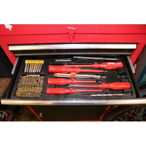 293 - Red Tool Chest on wheels with assorted contents