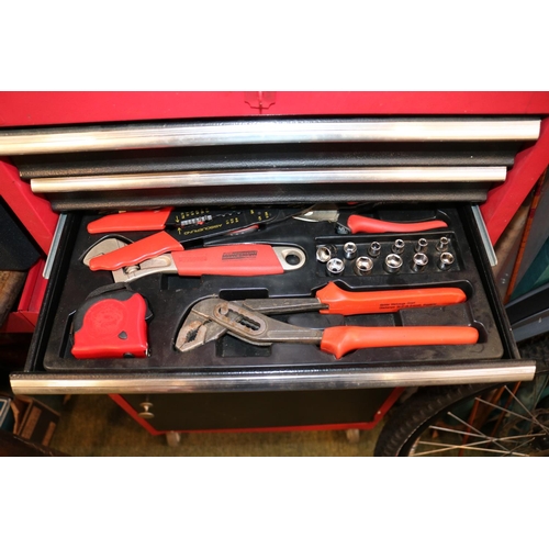 293 - Red Tool Chest on wheels with assorted contents