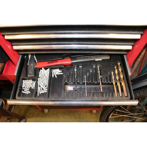 293 - Red Tool Chest on wheels with assorted contents