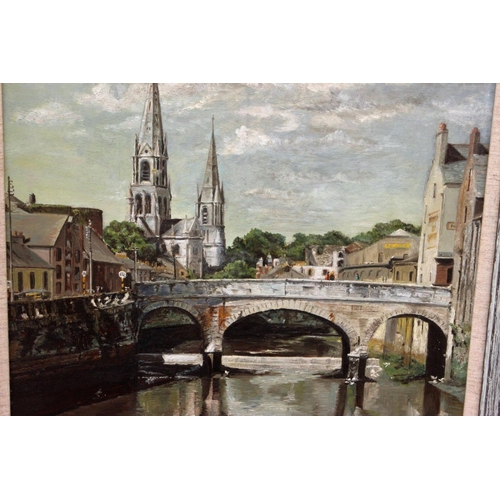 337 - Cork 1960 framed oil by the renowned Hertfordshire artist Kathleen M Downing. Signed lower right. Me... 