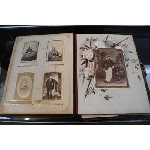 92 - Leather bound Sepia Photograph album depicting 19thC and later