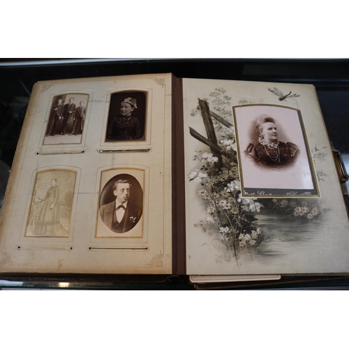 92 - Leather bound Sepia Photograph album depicting 19thC and later