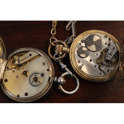 388 - John Forrest of London Silver Pocket watch on chain, Thomas Russell & Son Gilt pocket watch and asso... 