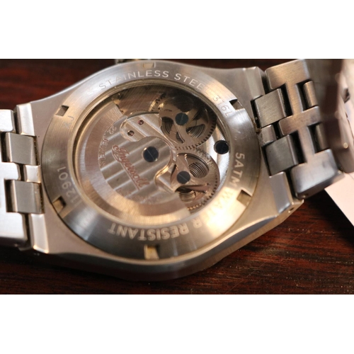 394 - Gents Stainless Steel Ingersoll Automatic wristwatch with skeleton movement