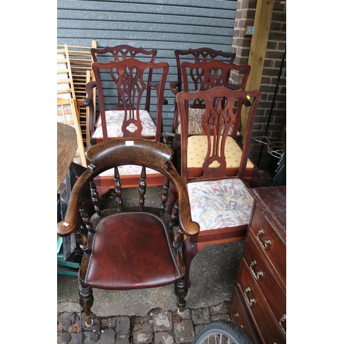 586 - Collection of Mahogany chairs and a Smokers bow chair