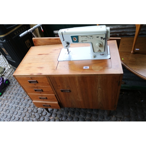 590 - Walnut cased Singer Sewing machine