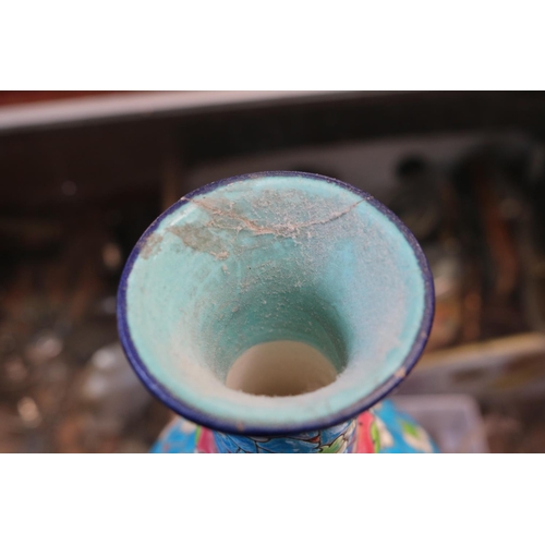 10 - French Longwy Enamel Turquoise vase, Royal Crown Derby bowl and assorted ceramics