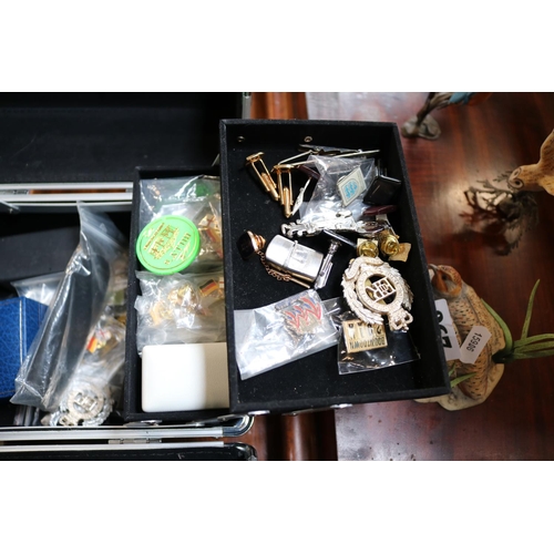 268 - Case of assorted Gentlemen's items to include Cufflinks, Enamel Badges etc