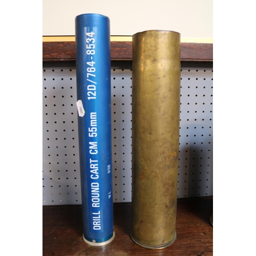 288 - WW2 75mm Shell case, 1942 possibly Sherman tank plus a Drill Cartridge