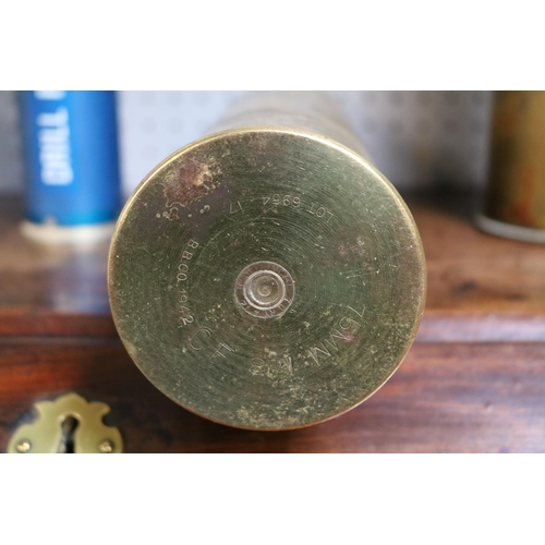 288 - WW2 75mm Shell case, 1942 possibly Sherman tank plus a Drill Cartridge