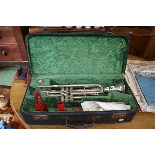 299 - Cased Broadway Silver plated Trumpet with mouthpiece