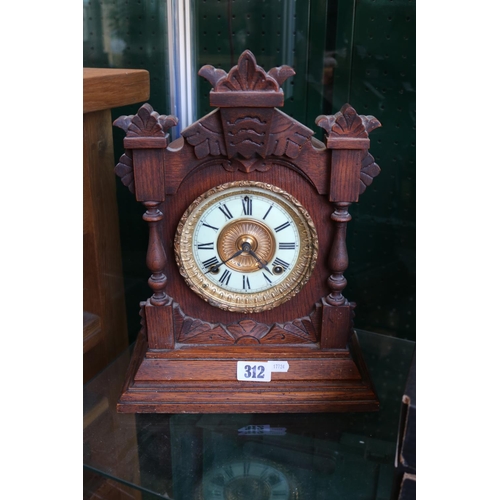 312 - Oak Cased Edwardian mantel clock