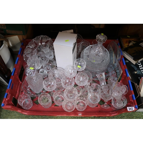 347 - Large Tray of assorted Cut Crystal