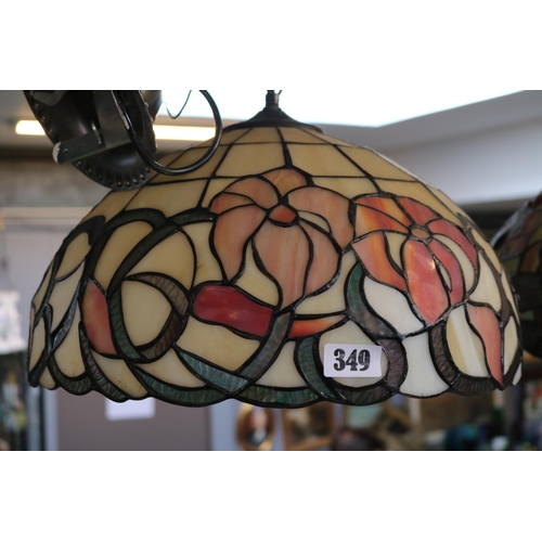 349 - Large Leaded coloured glass ceiling shade 41cm in Diameter