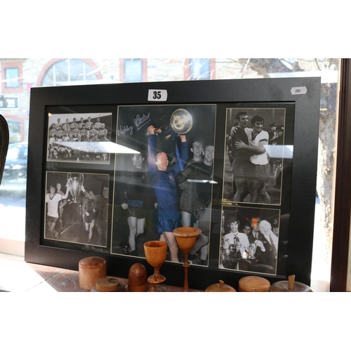 35 - Framed Nobby Stiles Photograph Bearing Signature plus Photographs of other players including George ... 