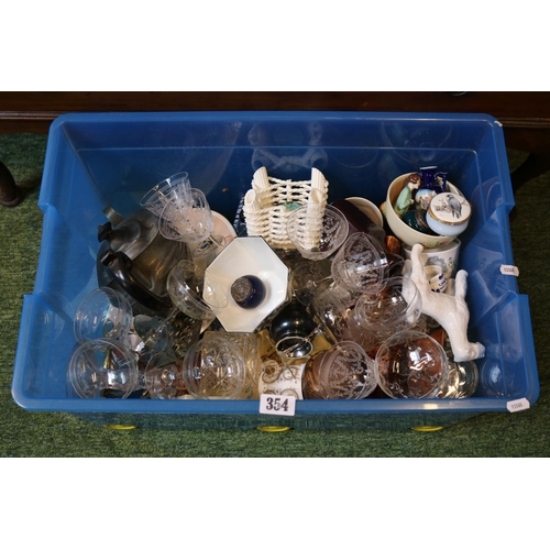 354 - Box of assorted Ceramics and glassware