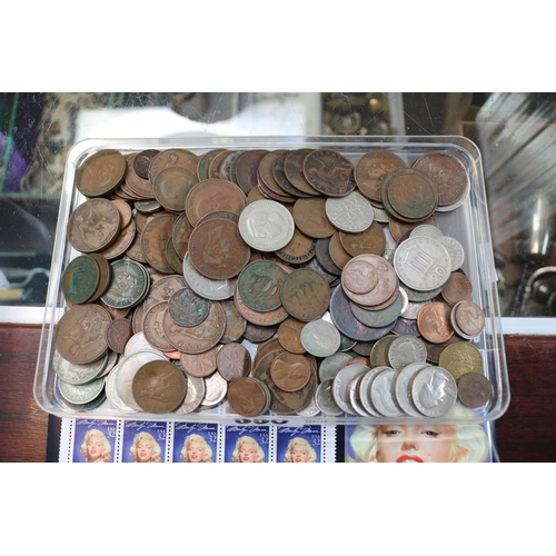 358 - Collection of 19thC and later Coins and a Sheet of Marilyn Monroe Stamps