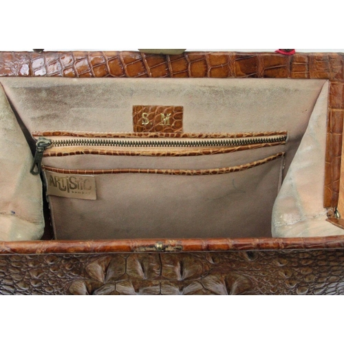 351 - Good Collection of Vintage Ladies Handbag made from Crocodile Leather & Faux c1950's.