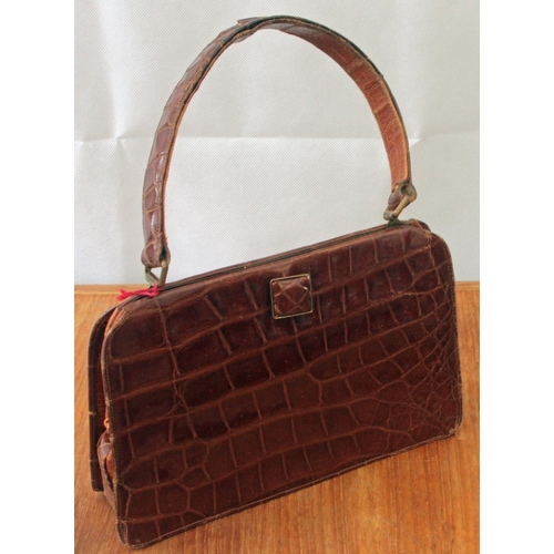 351 - Good Collection of Vintage Ladies Handbag made from Crocodile Leather & Faux c1950's.