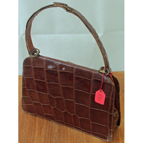 351 - Good Collection of Vintage Ladies Handbag made from Crocodile Leather & Faux c1950's.