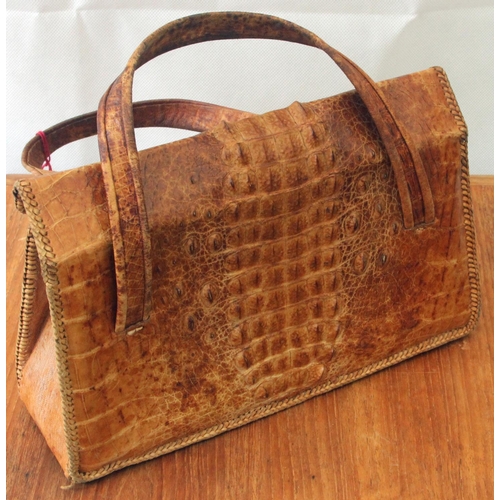 351 - Good Collection of Vintage Ladies Handbag made from Crocodile Leather & Faux c1950's.