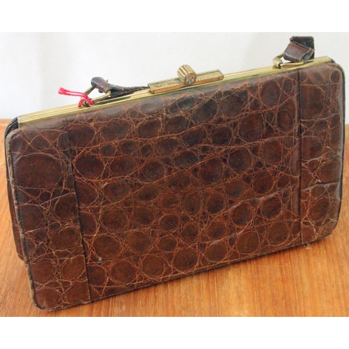 351 - Good Collection of Vintage Ladies Handbag made from Crocodile Leather & Faux c1950's.