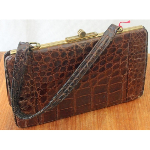 351 - Good Collection of Vintage Ladies Handbag made from Crocodile Leather & Faux c1950's.