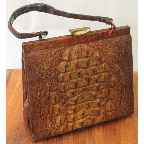 351 - Good Collection of Vintage Ladies Handbag made from Crocodile Leather & Faux c1950's.