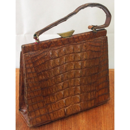 351 - Good Collection of Vintage Ladies Handbag made from Crocodile Leather & Faux c1950's.