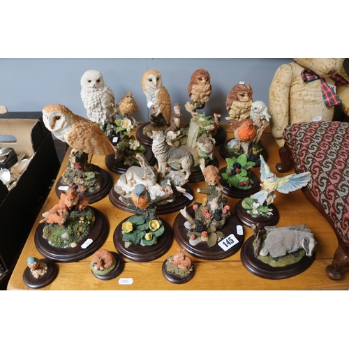 145 - Collection of assorted Country Artist figures to include Barn Owls, Wolf Pair etc