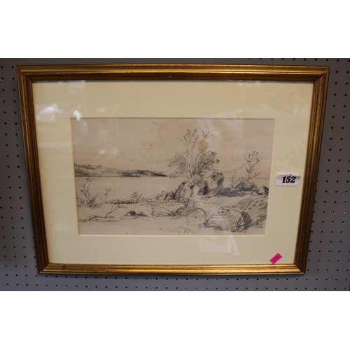 152 - Robert Cree Crawford 1842–1924 Pencil sketch 'Loch Awe, Cruachan from Inverinnan' dated 1870. 20 x 3... 